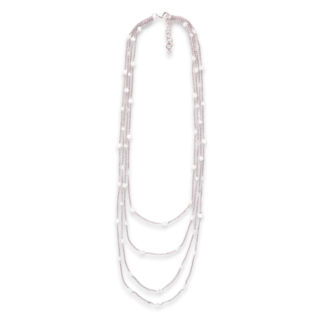 Collana multifilo lunga con pietre sui toni del bianco - Mya Accessories