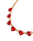 Collana girocollo a catena con pietre a forma di cuore in vetro rosso - Mya Accessories
