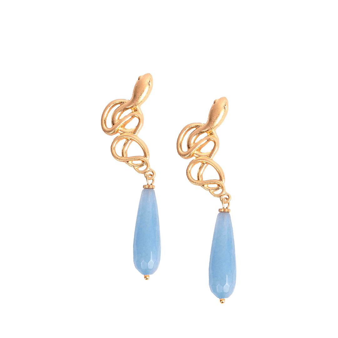 Orecchini con pietra a goccia azzurro - Mya Accessories