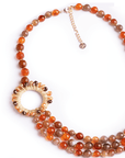 Collana multilinee con sfere in acrilico arancio - Mya Accessories