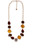 Collana lunga a catena con inserti geometrici in acrilico multi bronzo - Mya Accessories