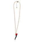 Collana lunga con pendente a corno smaltato nero - Mya Accessories