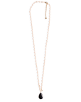 Collana lunga rosario con pietre in vetro rosa antico con pendente a goccia - Mya Accessories