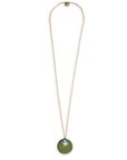 Collana lunga in acciaio con doppio pendente smaltato ed in vetro verde - Mya Accessories