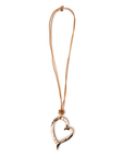 Collana lunga con laccio in cuoio beige con cuore - Mya Accessories