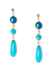 Orecchini pendente a goccia con pietre sui toni del celeste - Mya Accessories