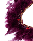 Collana girocollo in metallo con pietre in vetro e piume viola - Mya Accessories