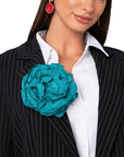 Spilla a forma di fiore in tessuto verde tiffany - Mya Accessories