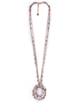 Collana lunga in tessuto con pendente, ricoperto di microcristalli in vetro multicolore - Mya Accessories
