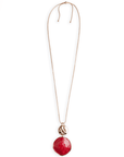 Collana lunga con pendente circolare marmorizzato rosso - Mya Accessories