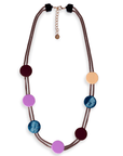 Collana laccio bronzato con inserti circolari in acrilico multicolore - Mya Accessories