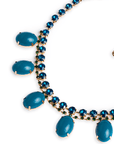 Collana girocollo in metallo con pietre in vetro e resina verde petrolio - Mya Accessories