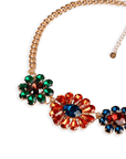 Collana girocollo a catena con tre charms a fiori in vetro multicolore - Mya Accessories
