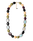 Collana lunga in acrilico beige, verde e viola - Mya Accessories