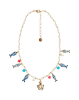 Collana vetro charms pesce in Metallo colore Oro - Bianco - Mya Accessories