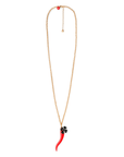 Collana lunga con pendente a corno smaltato rosso - Mya Accessories
