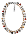 Collana in metallo gun con pietre in vetro sui toni dell'arancio - Mya Accessories