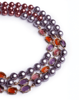 Collana girocollo multilinee con perle in acrilico viola ed ambra - Mya Accessories