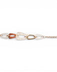 Bracciale in metallo con maglia in acrilico bianca e beige - Mya Accessories