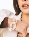 Bracciale elastico in acrilico con sfere e catena bianco - Mya Accessories