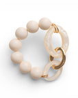 Bracciale elastico in acrilico con sfere e catena bianco - Mya Accessories