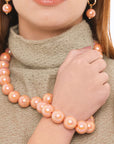 Bracciale elastico con sfere lucide in acrilico rosa - Mya Accessories