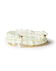 Bracciale elastico multi filo con pietre in vetro e conchiglie tono verde - Mya Accessories