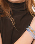 Bracciale elastico multi filo con pietre dure tono celeste - Mya Accessories