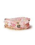 Bracciale elastico multi filo con pietre dure tono rosa - Mya Accessories
