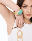 Bracciale a manetta con pietra in resina turchese - Mya Accessories