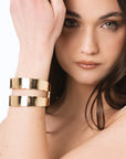 Bracciale rigido a fascia in metallo con bordo dentellato - Mya Accessories