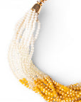 Collana girocollo multi filo di pietre in vetro bianche e gialle - Mya Accessories