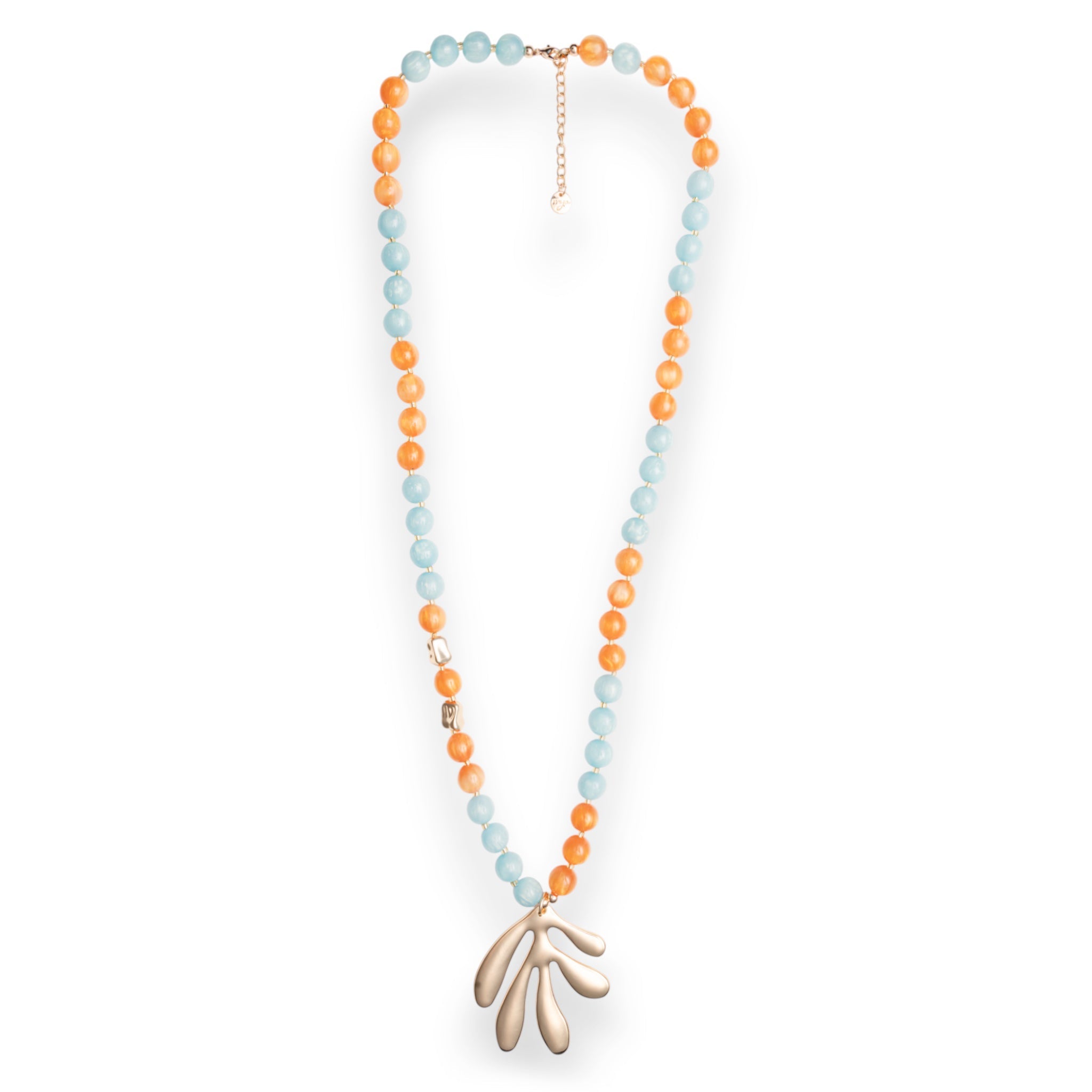 Avalaya Collana lunga in vetro massiccio e perle finte da 10 mm (arancione/ nero), lunghezza 108 cm (irregolarità naturali), Misura unica, Vetro, Perla sintetica Avalaya Collana lunga in vetro massiccio e perle finte da 10 mm (arancione/ nero), lunghezza 108 cm (irregolarità naturali), Misura unica, Vetro, Perla sintetica