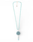 Collana lunga con pietre in acrilico, pendente mandala turchese - Mya Accessories