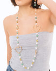 Collana lunga metallo pietre cuore acrilico multi verde - Mya Accessories