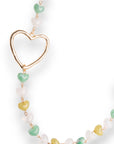 Collana lunga metallo pietre cuore acrilico multi verde - Mya Accessories