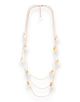 Collana lunga a tre fili in catena sottile con caramelle in cotone tono beige - Mya Accessories