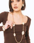 Collana lunga a catena con inserti ovali in resina con design limoni - Mya Accessories