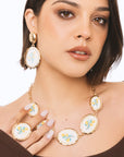 Collana girocollo a catena con inserti ovali in resina con design limoni - Mya Accessories
