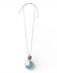 Collana lunga a catena snake con pendente circolare smaltato celeste - Mya Accessories