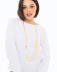 Collana lunga a catena con pietre in acrilico gialle - Mya Accessories