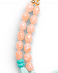 Collana lunga a due fili con pietre in acrilico verde acqua e rosa - Mya Accessories