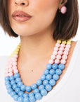 Collana girocollo a tre fili con sfere in acrilico multicolore - Mya Accessories