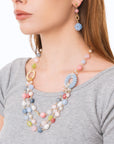 Collana girocollo multilinee con pietre dure e vetro multicolore - Mya Accessories