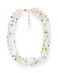 Collana girocollo a tre fili con pietre dure e vetro tono azzurro e verde - Mya Accessories