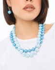 Collana girocollo con due fili di sfere in acrilico lucide tono blu - Mya Accessories