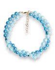 Collana girocollo con due fili di sfere in acrilico lucide tono blu - Mya Accessories