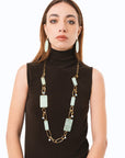 Collana lunga a catena con pietre rettangolari in acrilico verde - Mya Accessories