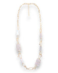 Collana lunga a catena con pietre rettangolari in acrilico lilla - Mya Accessories