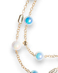 Collana lunga a due linee in catena con sfere in acrilico lucide multi blu - Mya Accessories